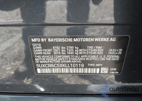 2019 BMW X5 xDrive40I z USA, uszkodzony, nr VIN 5UXCR6C5XKLL10119